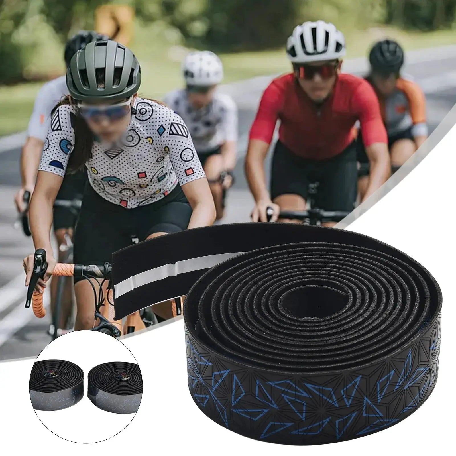 2 Piece Anti Slip PU Handlebar Tape For Road Bike Shock Absorption With Bar End Plugs