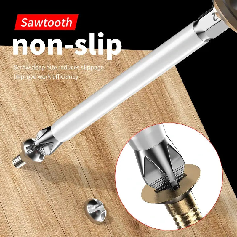 6 Piece Non Slip Magnetic Cross Head Screwdriver Bit Set for Household Electric Screwdrivers High Hardness S2 Alloy