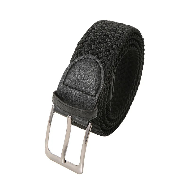 Plus Size Elastic Woven Belt For Men And Women Stretch Canvas Belt With Pin Buckle 130 140 150cm