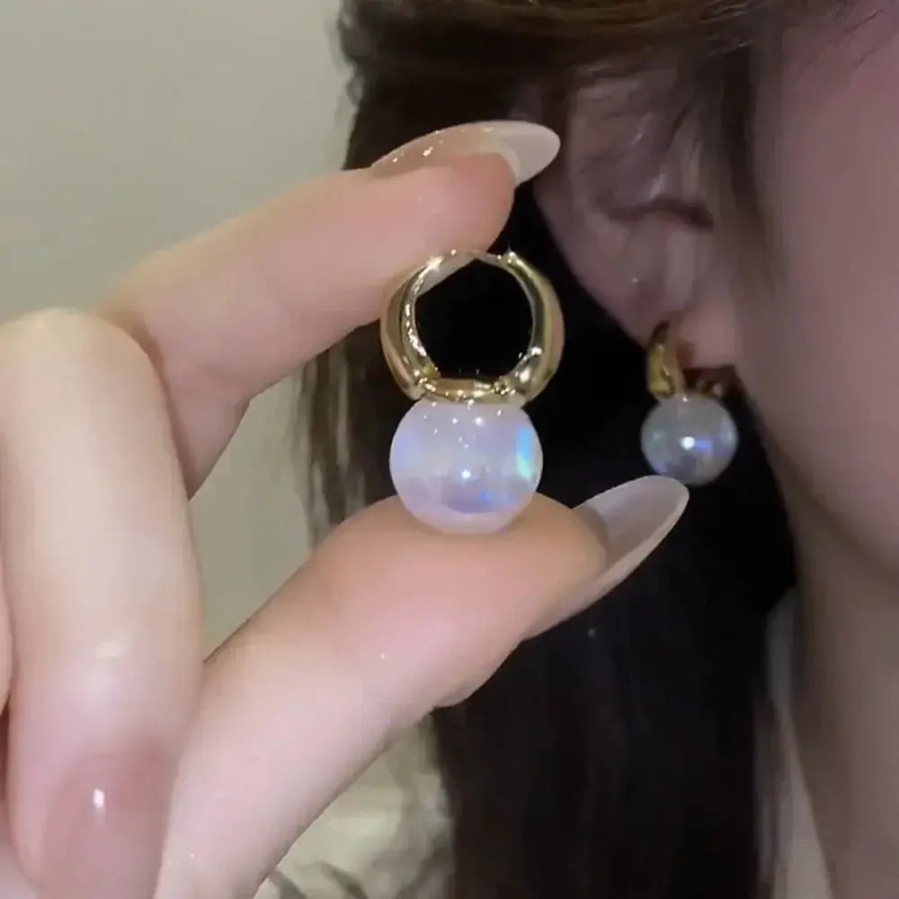 2022 New Trend Simulation Pearl Long Earrings With Flower Rhinestone Pendant For Women Wedding Korean Jewelry