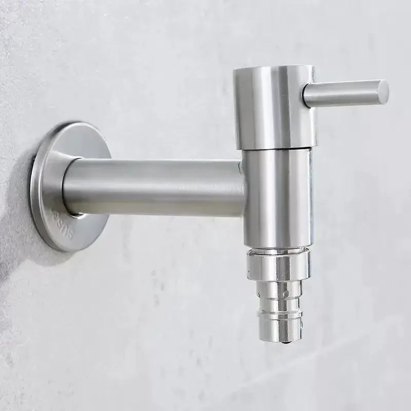 Garden faucet by Simples Market, brushed stainless steel, wall-mounted with lever handle and hose connector