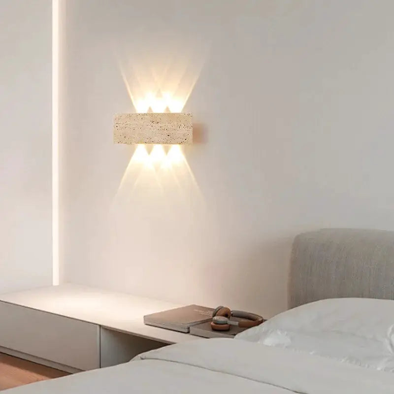 Simples Market natural stone wall lamp, 12W LED, warm white glow, wall-mounted fixture