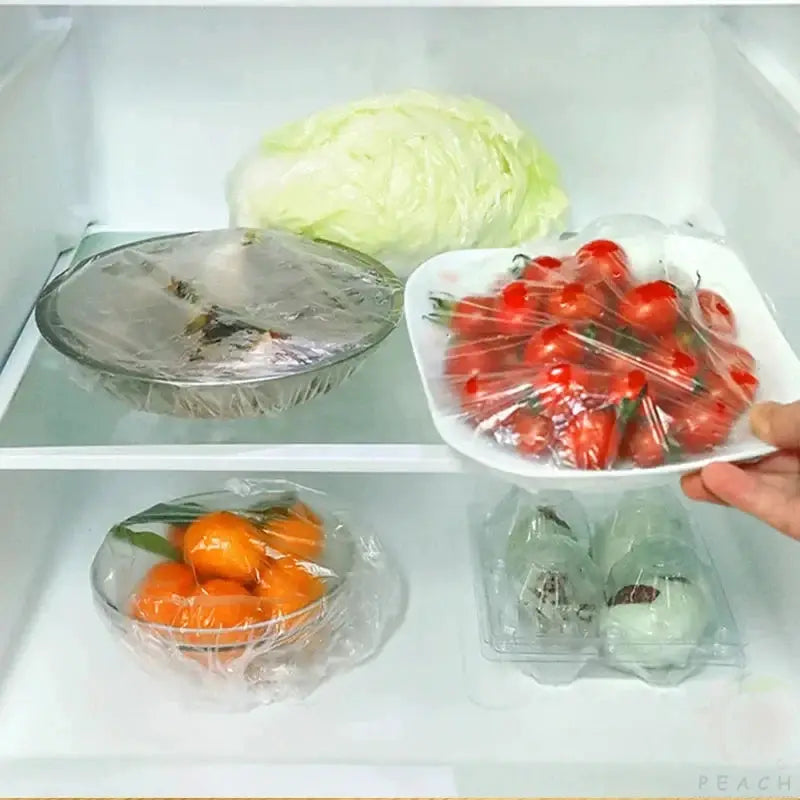 100 Pcs Disposable Fresh Keeping Covers for Plastic Food Storage Reusable Bowl Covers Stretch Lids Elastic Cover Bags