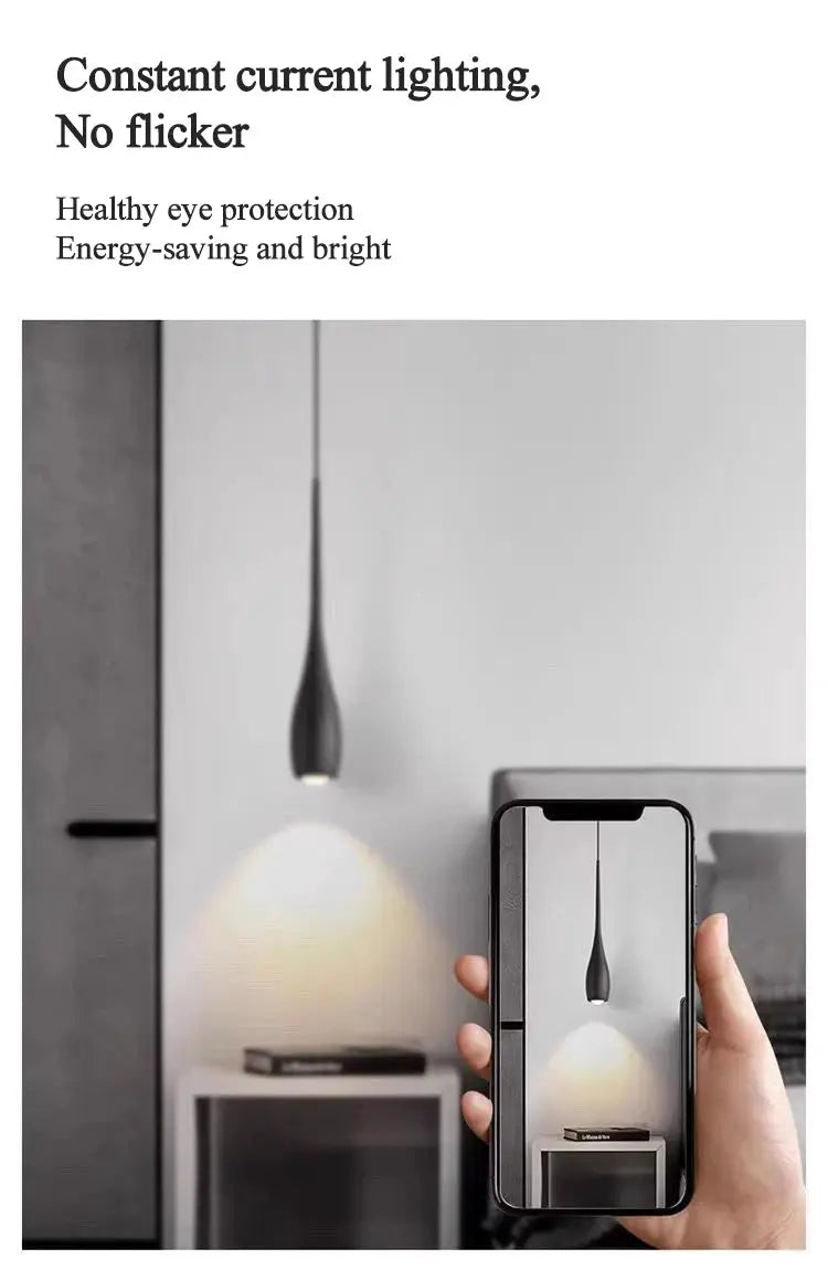 MARPOU LED pendant light, black finish, minimalist design