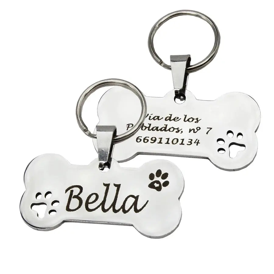 Personalized Pet ID Tag With Free Engraving Engraved Stainless Steel Bone Or Paw Shape Keychain For Cats And Dogs
