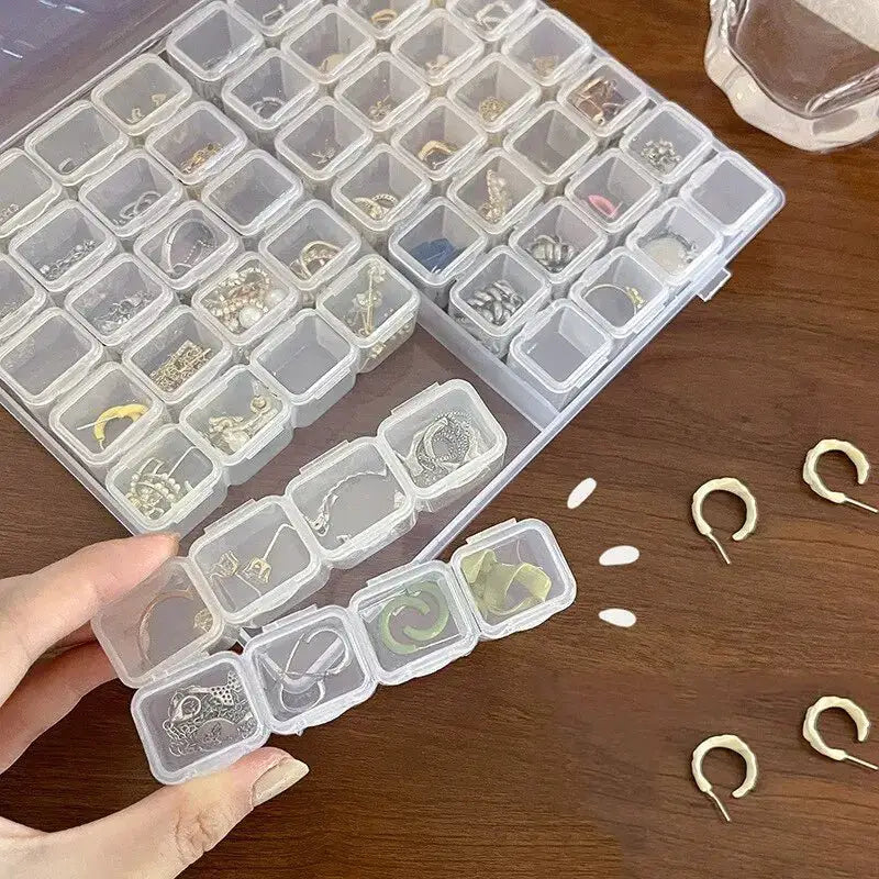 28 Grids Plastic Jewelry Storage Box Necklace Earrings Rings Jewelry Packaging Organizer Portable Pill Medicine Storage Box - Simples Market