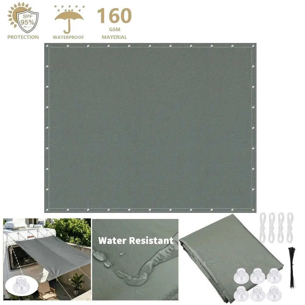 Simples Market shade sail; gray waterproof outdoor canopy with metal grommets in sizes 2x3m-4x5m