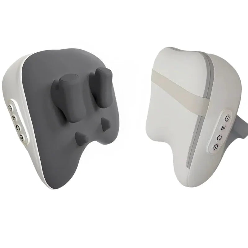 JAIYORL trapezius electric massage pillow, two-piece grey and white kneading massager for car and home, wireless