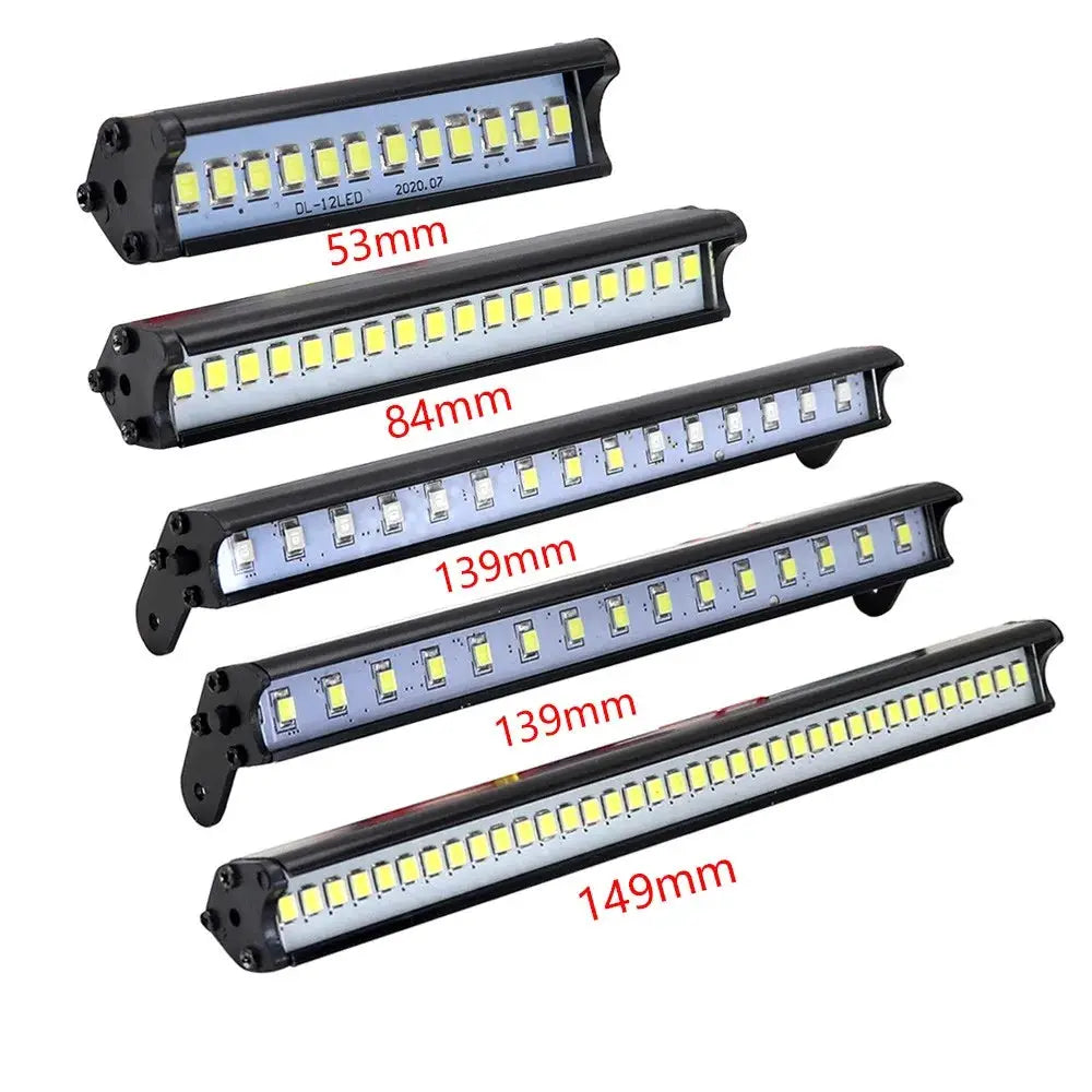 RC Car Roof LED Light Bar 53 to 149 mm Adjustable for One Tenth and One Eighth Scale Crawlers Fits TRX4 And SCX10