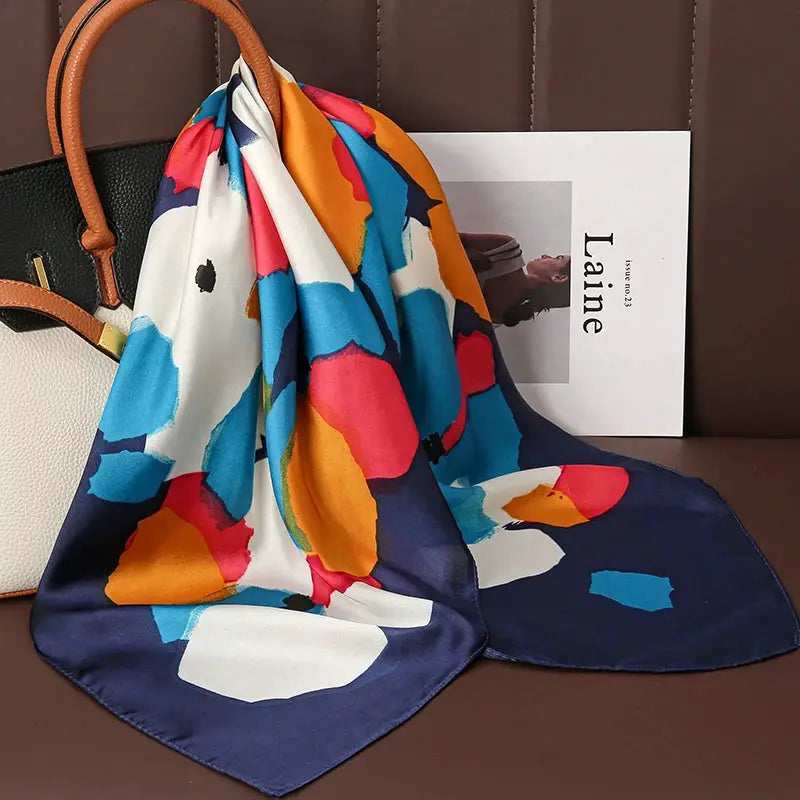 Luxe Silk Satin Square Scarf Silk Feel Finish Versatile Fashion Wrap For Shawl Hijab Neckerchief Hair Ribbon Headband