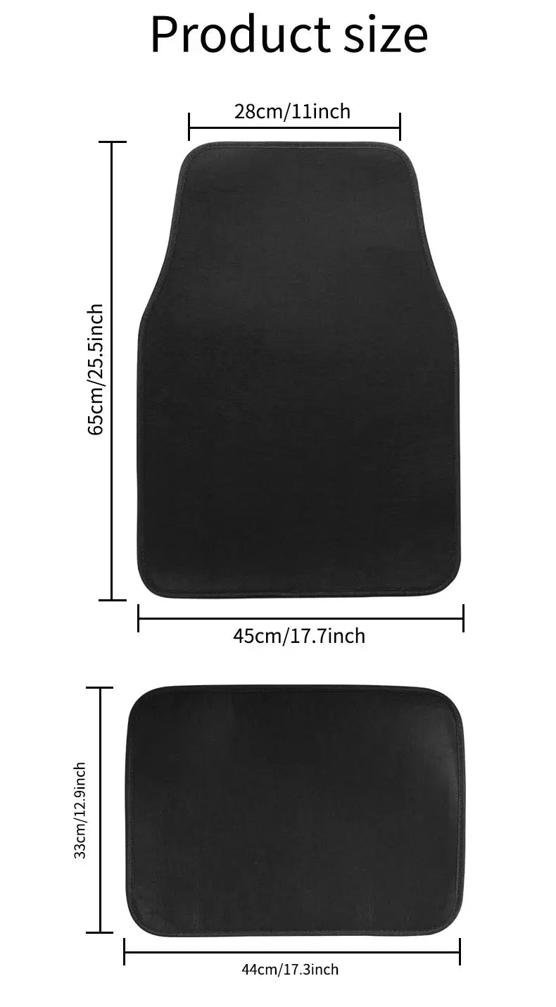 Simples Market car floor mat set for front and rear, universal fit, black automotive carpet mats