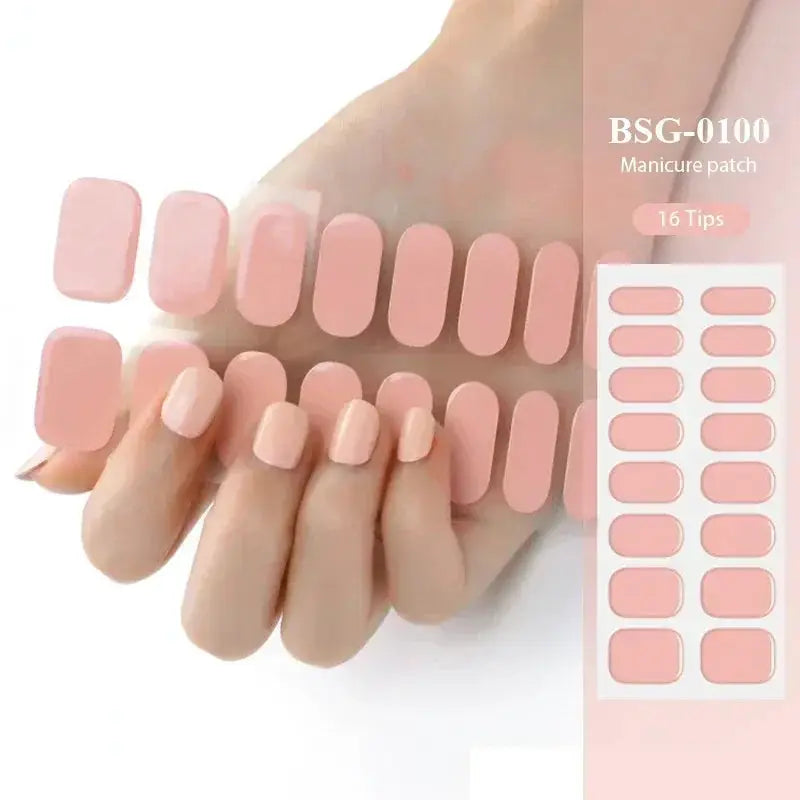 16/20/22 Tips semi-cured gel nail wraps, pink, full-cover manicure stickers set by Simples Market