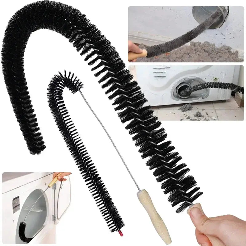Flexible long pipeline cleaning brush set by Simples Market, black spiral bristles for washing machines and drains
