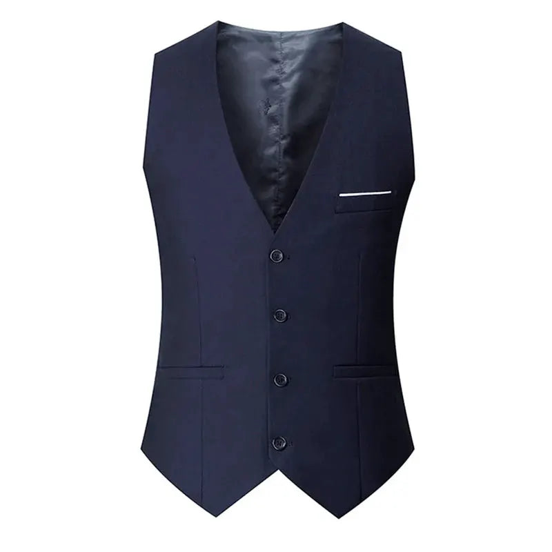 M 7XL Spring Summer Mens Suit Vest Sleeveless Adjustable Waist Single Breasted Solid Color Business Vest For Wedding