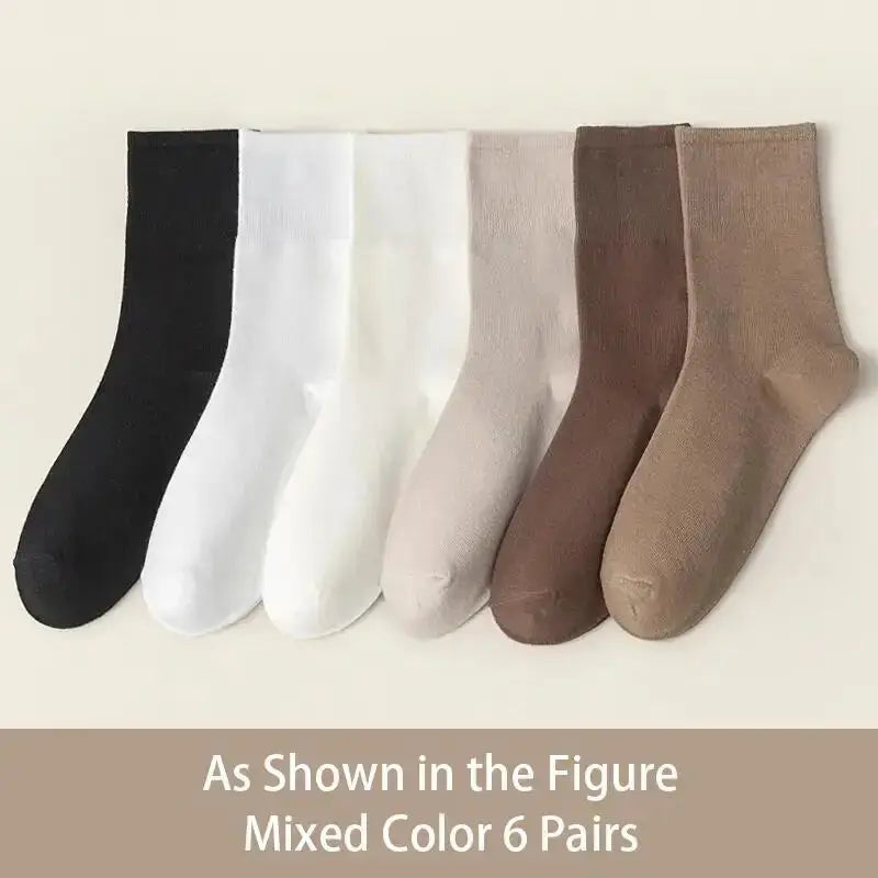 NovaLoom Women Mid Tube Socks 6 Pairs Gradient Colors Soft Polyester Blend For Spring And Summer Comfort