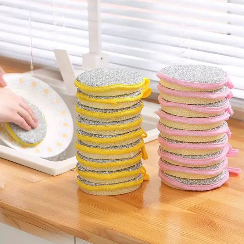 TrueClean Double Sided Dish Sponge With Soft Sponge On One Side And Nylon Scrubber On The Other