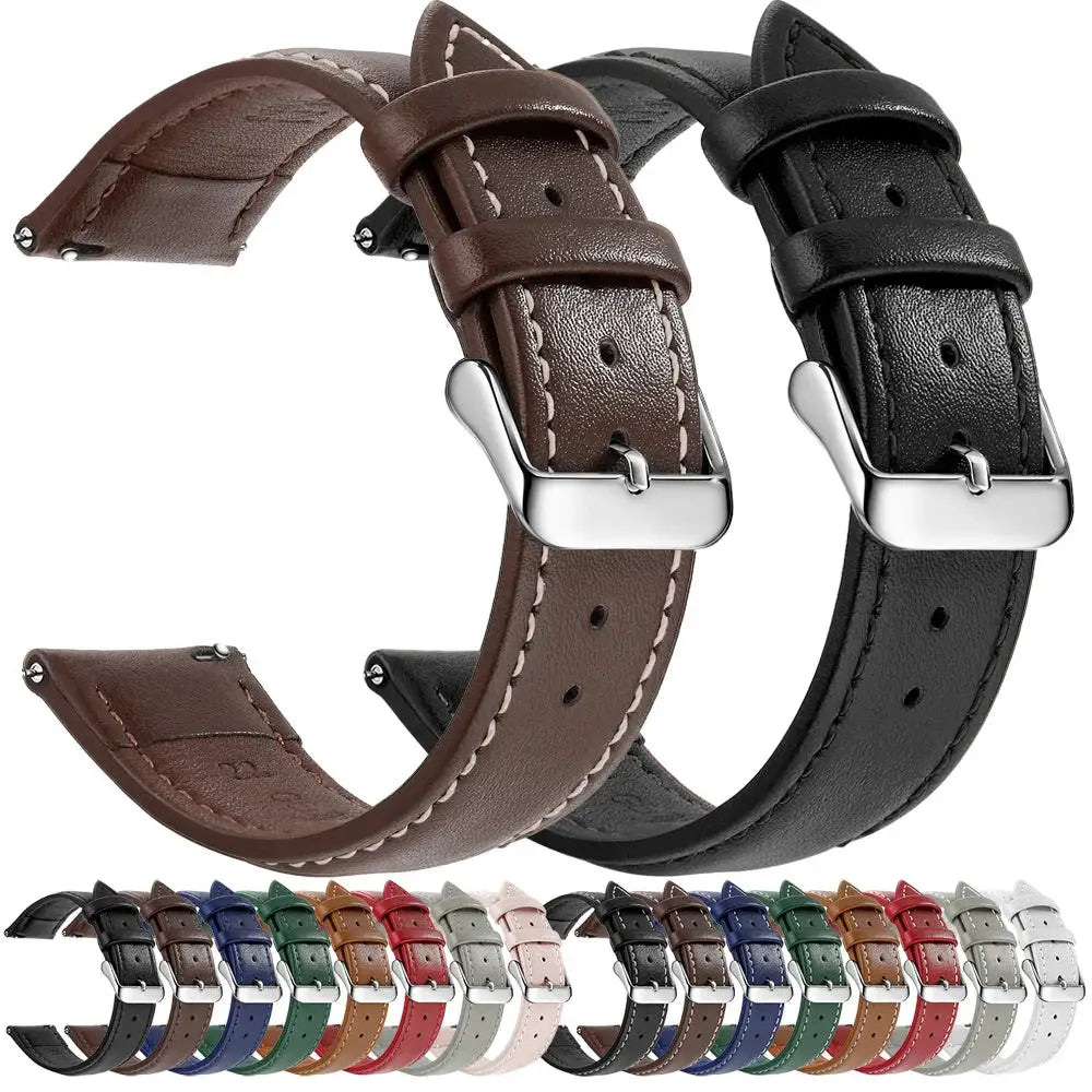 Timely Top Grain Genuine Leather Watch Band Quick Release For Easy Swaps Fits 12 To 24 Mm