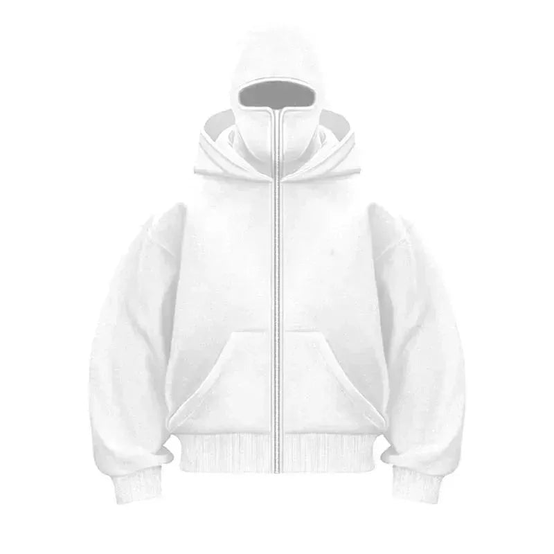 Urban Harajuku Balaclava Double Hooded Sweatshirt Unisex Warm Winter Streetwear Y2K Gothic Style