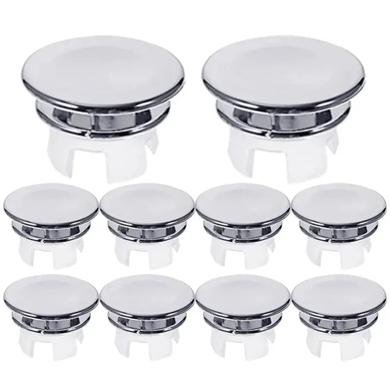 HomeX Round Sink Hole Overflow Cover Durable Plastic Silver Plated Drain Cap For Kitchen And Bathroom