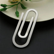 Money clip stainless steel dual-oval design, silver metal currency holder