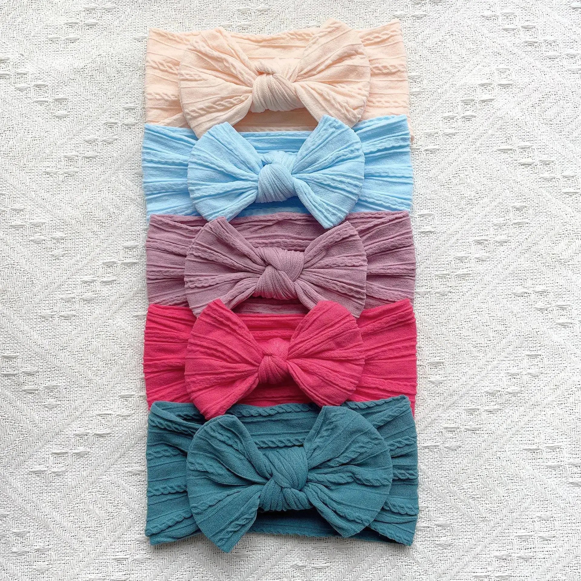 Five Piece Cute Bows Baby Headbands Set Soft Elastic Hair Bands For Newborn Infants And Baby Girls Turban Headwear