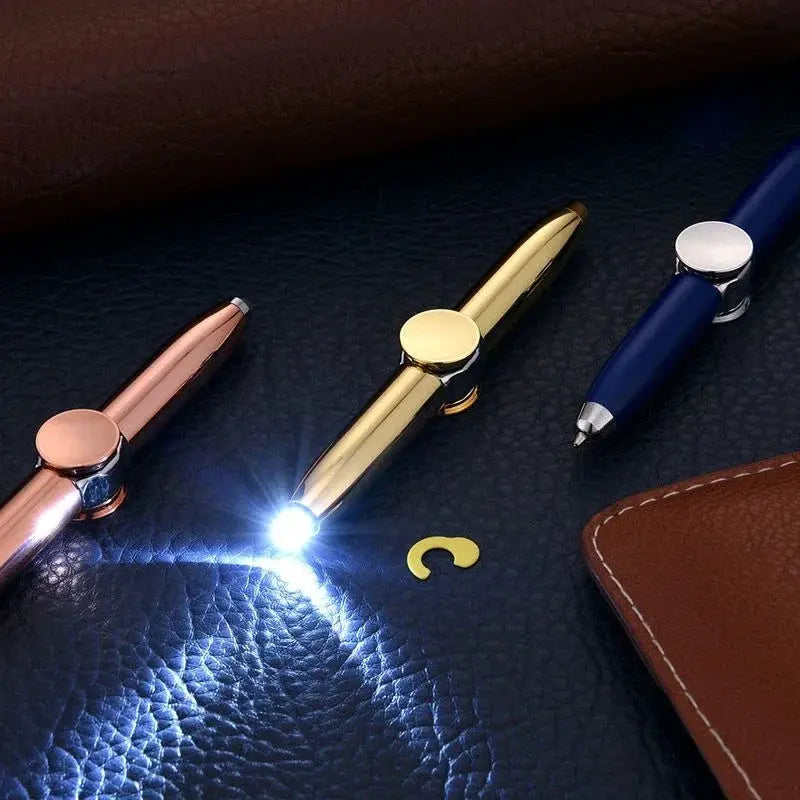 Multifunctional Decompression Finger Rotate Luminous Gyro Pen LED Light Ballpoint Fidget Spinner Gift
