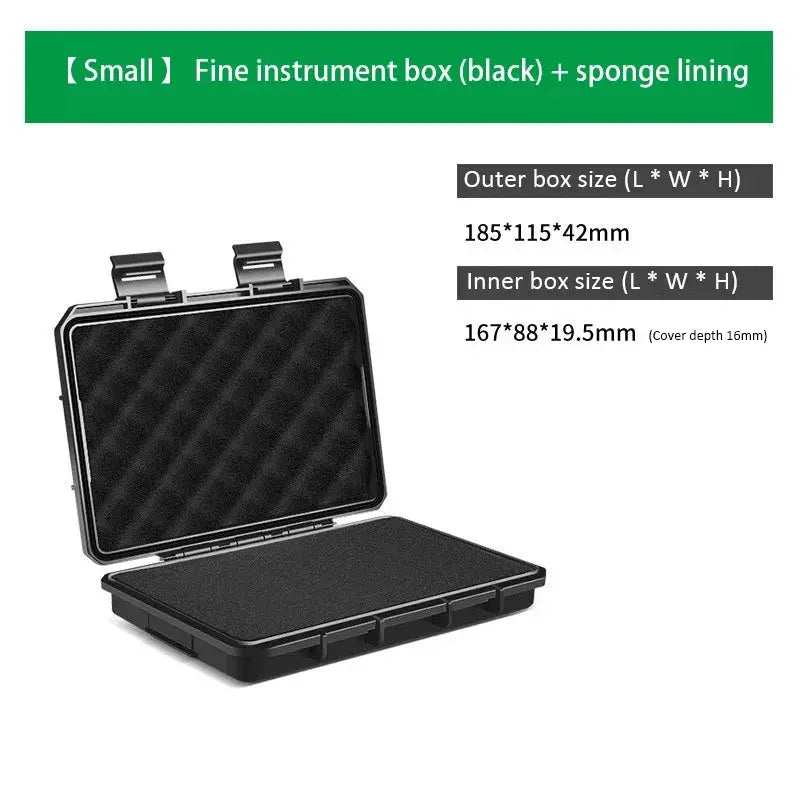 1PC waterproof precision instrument storage case, black with foam-lined interior and secure latches