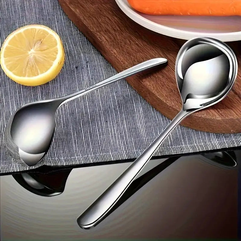 Two Pack Heavy Duty Stainless Steel Serving Spoons Rust Resistant With Long Handles For Soup Porridge