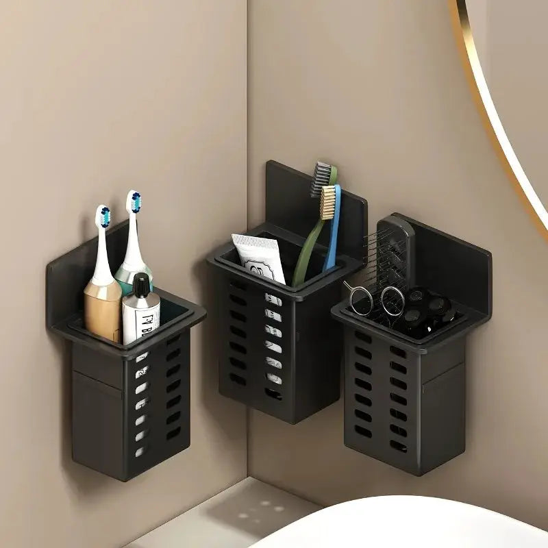Home Essentials Wall Mounted Toothbrush Storage Rack Space Saving Toothpaste And Toothbrush Organizer