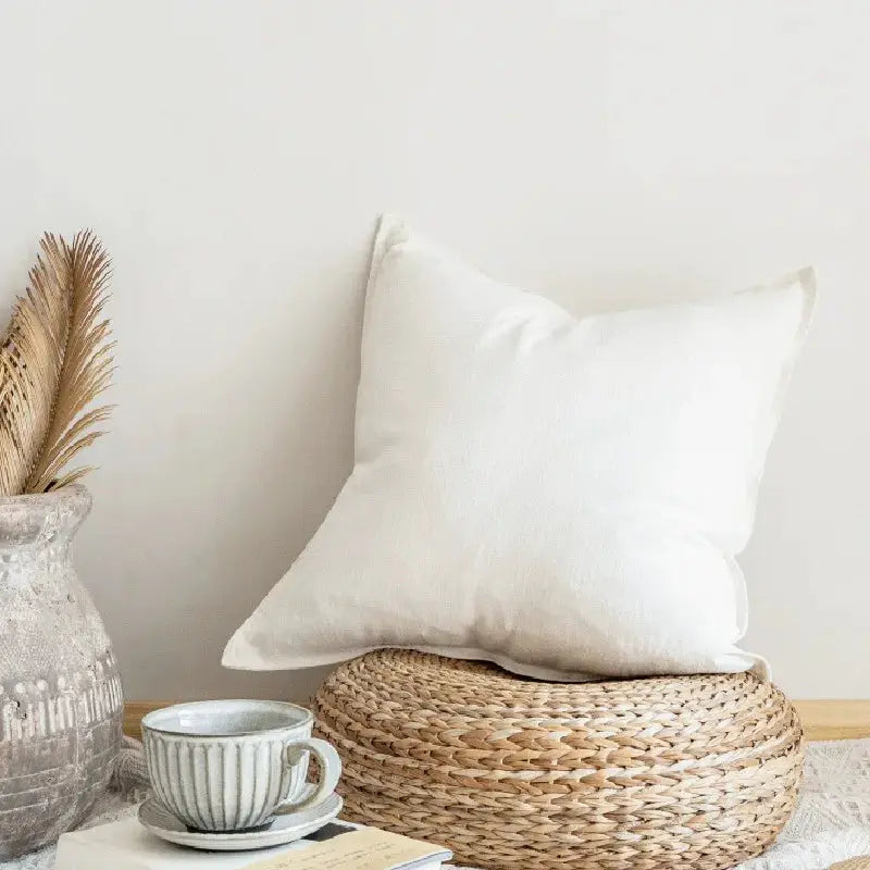 Simples Market decorative ramie cushion cover in white for sofa, chair, or bed