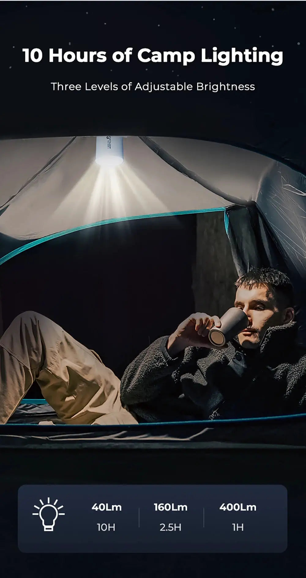 FLEXTAIL Portable Air Pump with Light in white by Simples Market inside a camping tent