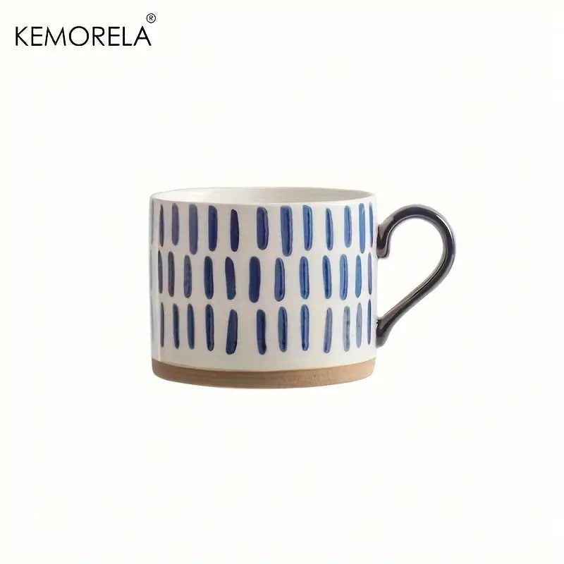 KEMORELA Nordic Ceramic Cup 450ml Large Capacity Coffee Milk Mug With Handle Retro Style Breakfast Oatmeal Gift Set
