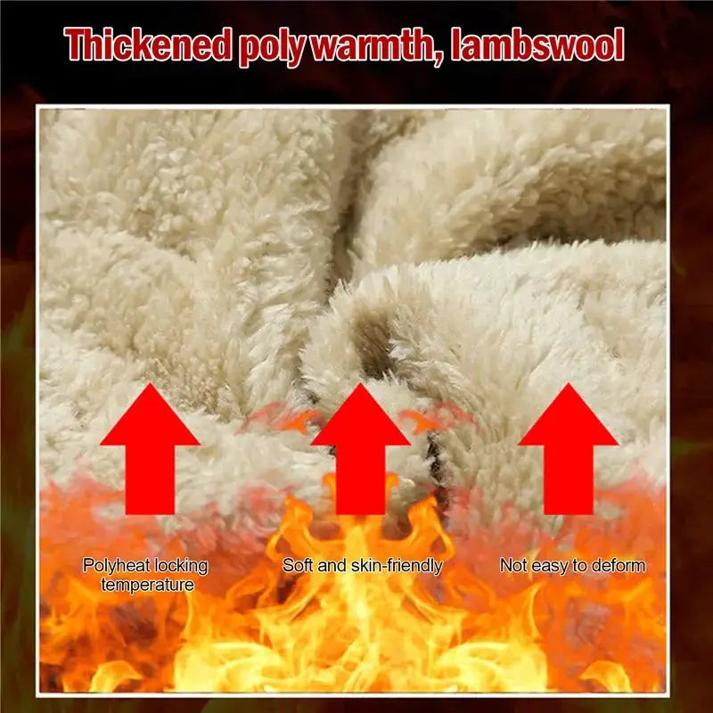 Mens Winter Sweatpants With Plush Thick Fleece Lining Lambswool Thermal Trousers Waterproof Windproof Warm Casual Pants