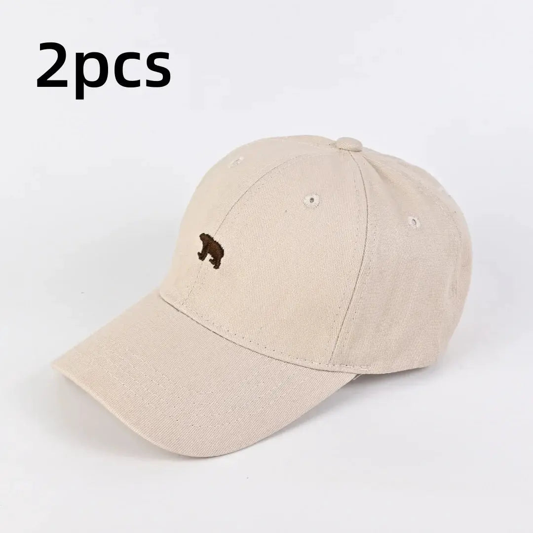 Bear Embroidered Baseball Cap Sun Protective Breathable Cotton Adjustable Unisex Casual Hat