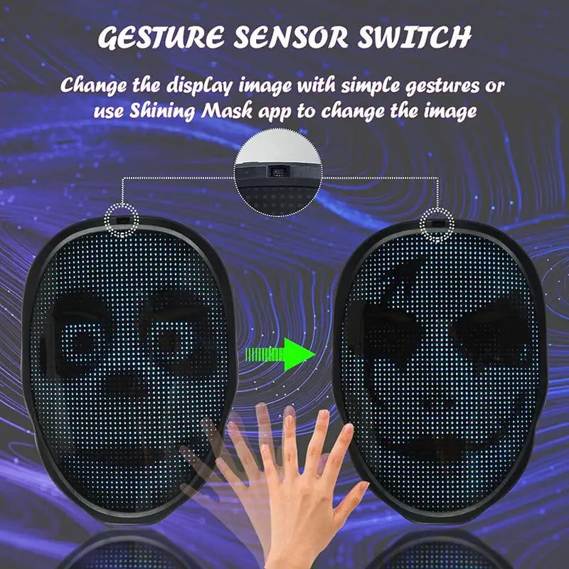 Bluetooth App Controlled LED Mask With Programmable Face Effects