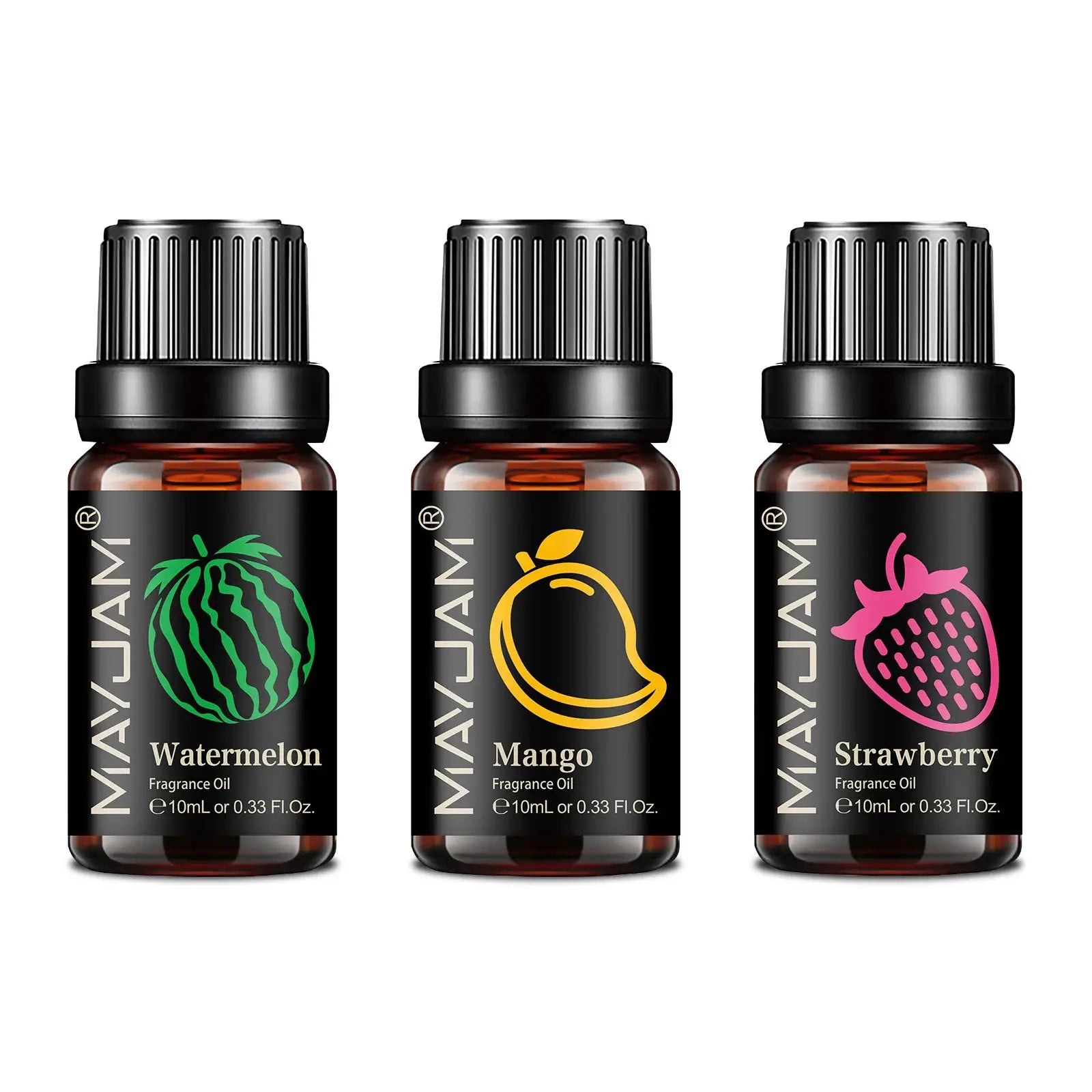 MAYJAM Fruit Essential Oil 10ml Assorted Fruit Fragrance for Diffuser Candle Cherry Banana Papaya Grape Litchi Guava Kiwifruit Pear