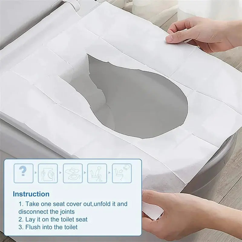 Simples Market 50-pack disposable toilet seat covers, white non-woven fabric for standard toilets