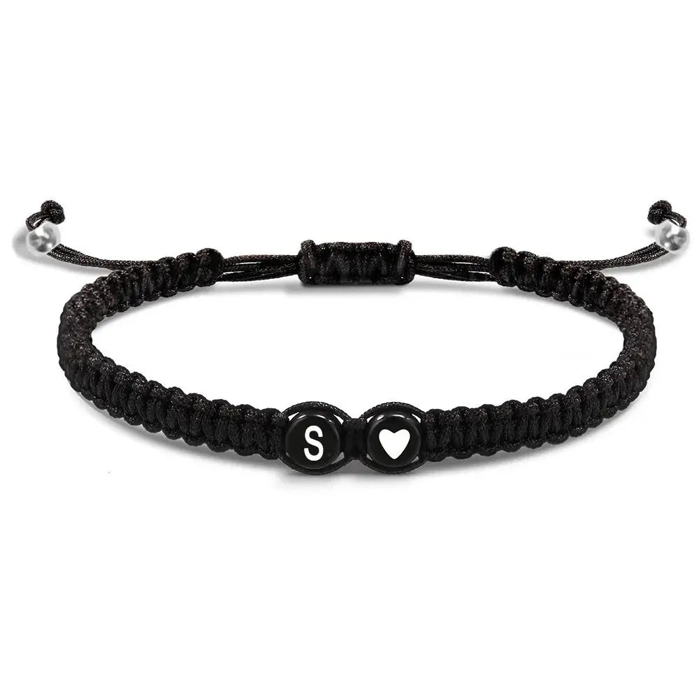 Unisex Initial Heart Bracelet Adjustable Braided Rope Jewelry A To Z Letters Personalized Name Gift For Women Men
