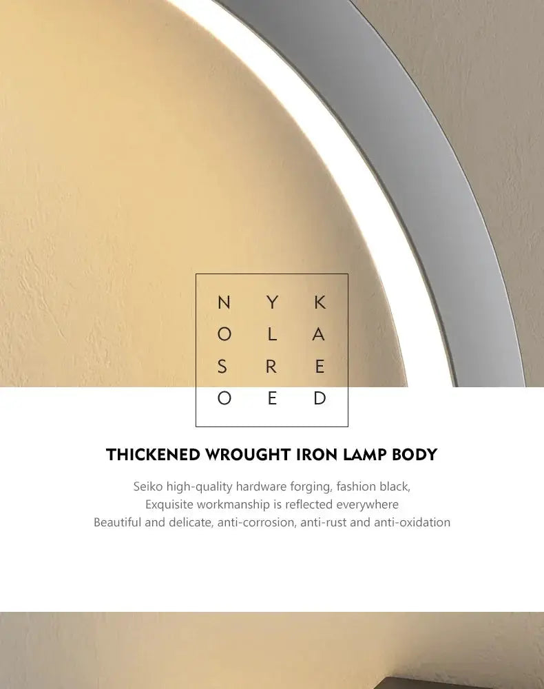 Modern LED wall lamp with Nordic circular ring in black, white and gold finish for living room