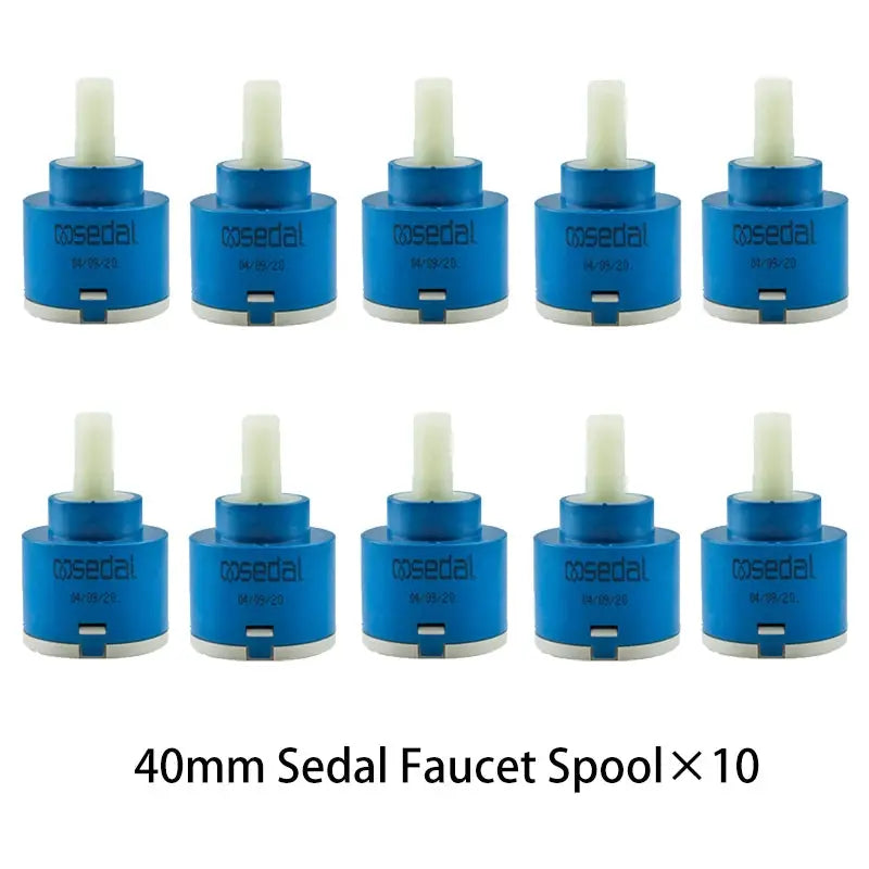 40mm Sedal blue ceramic faucet valve cores, 10-pack for kitchen/basin mixing valves.