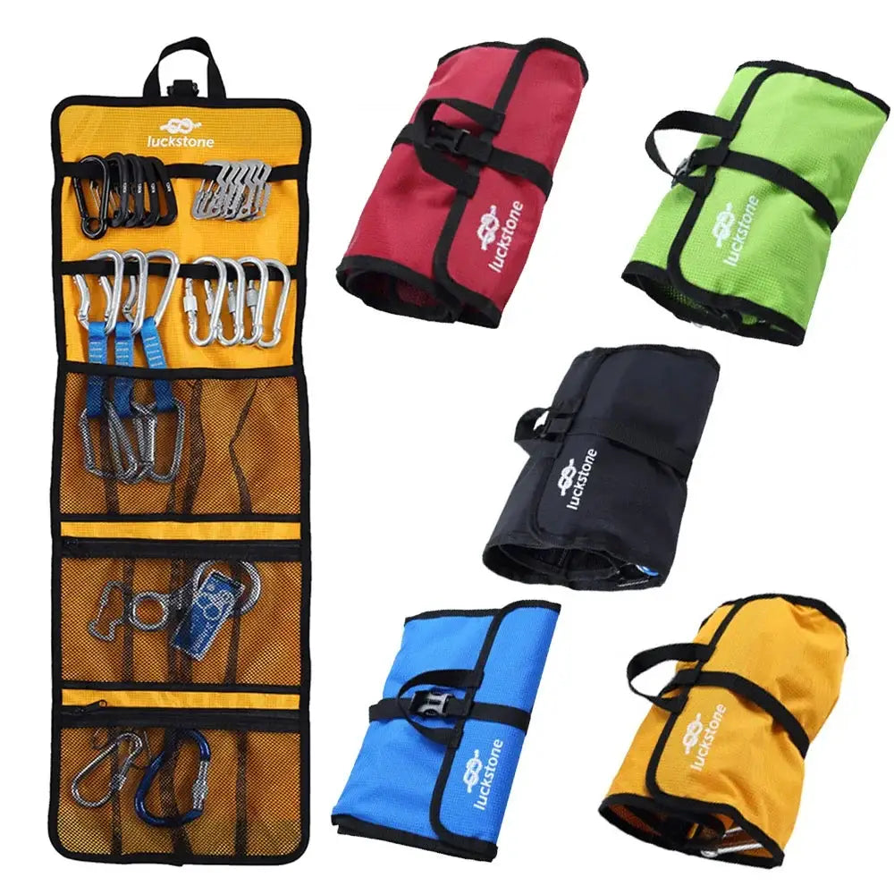 Rock Climbing Gear Storage Bag With Carabiner Organizer Durable 420D Ripstop Oxford