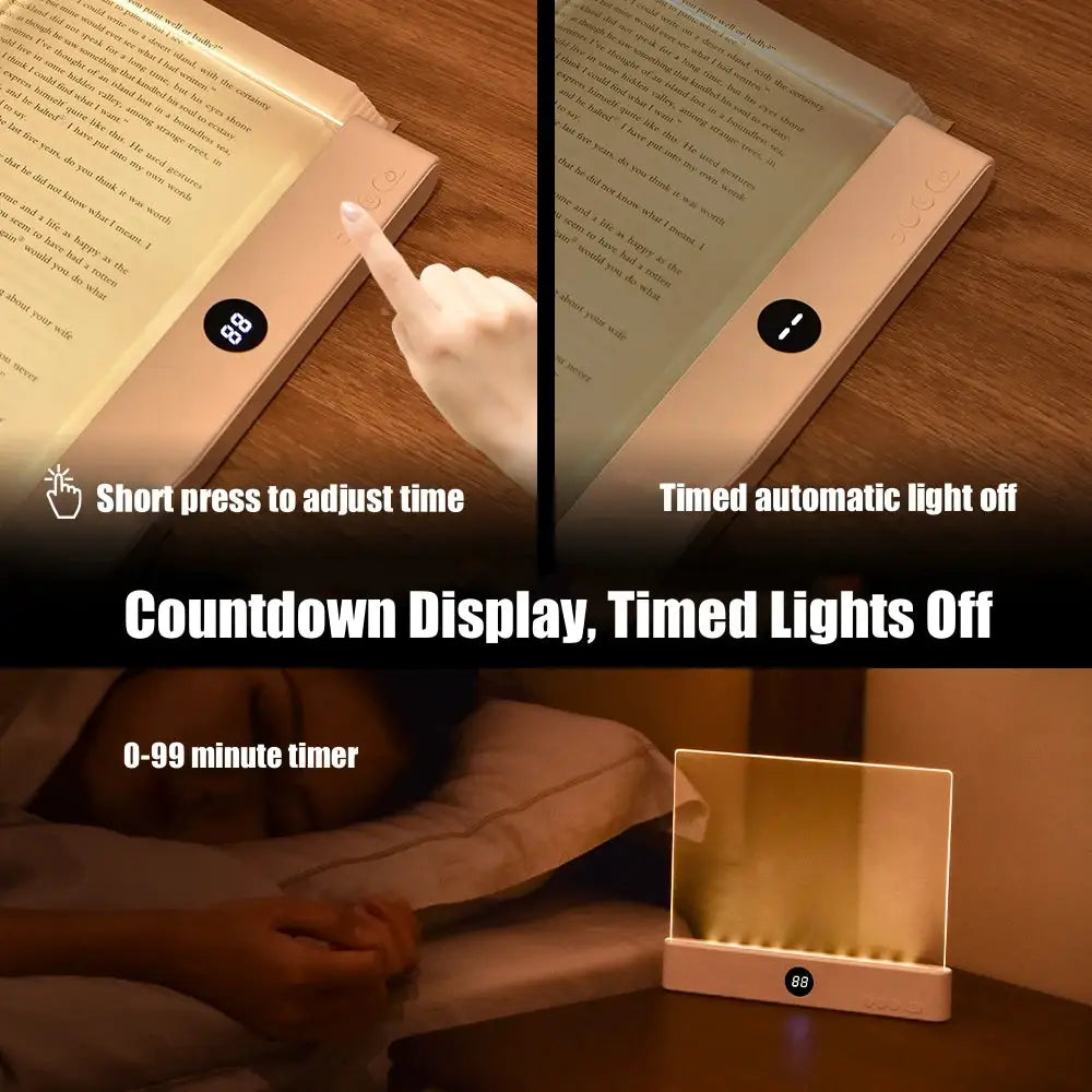 LumaBright LED Flat Panel Reading Light USB Rechargeable Eye Protection Night Lamp For Students And Book Lovers
