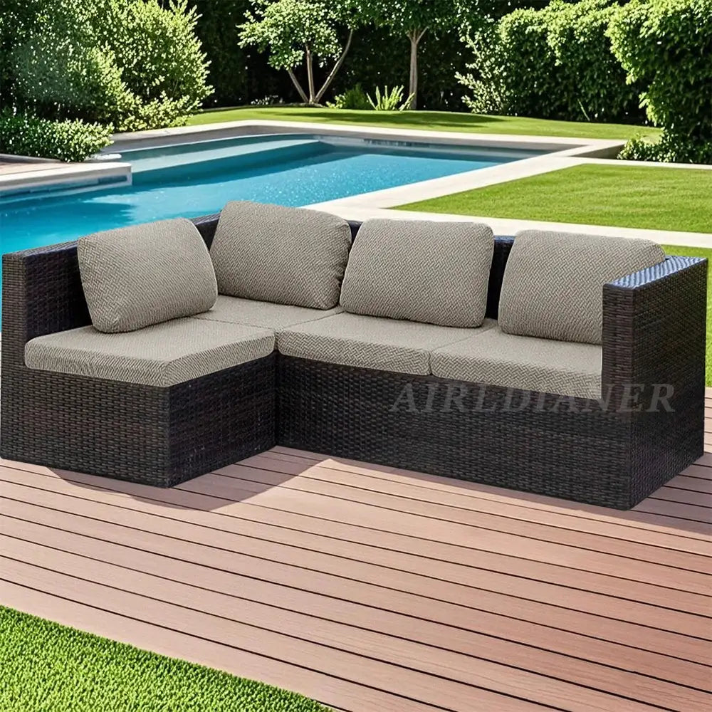 Simples Market twill jacquard patio sofa cover, elastic solid color, anti-slip protection for outdoor garden furniture