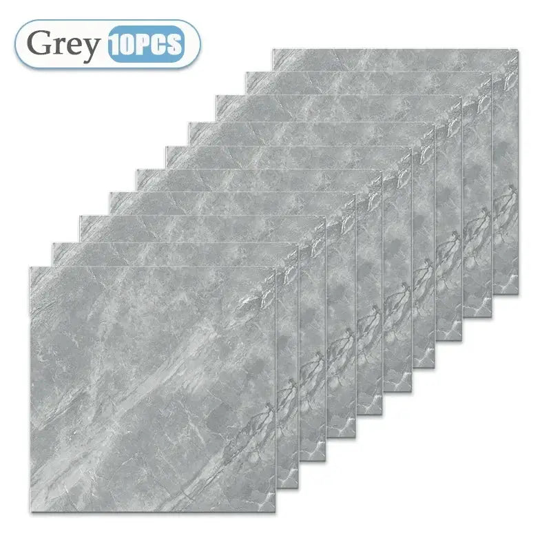 Grey marble self-adhesive tile stickers, 10 pcs of 30x30 cm, waterproof for kitchen or bathroom decor