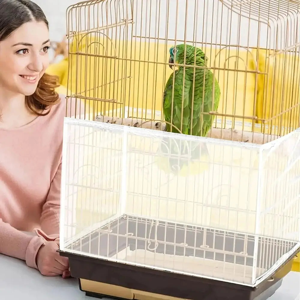 1PC Square Round Bird Cage Cover Splash Proof Mosquito Net Screen Parrot Protection Net Cage Accessory