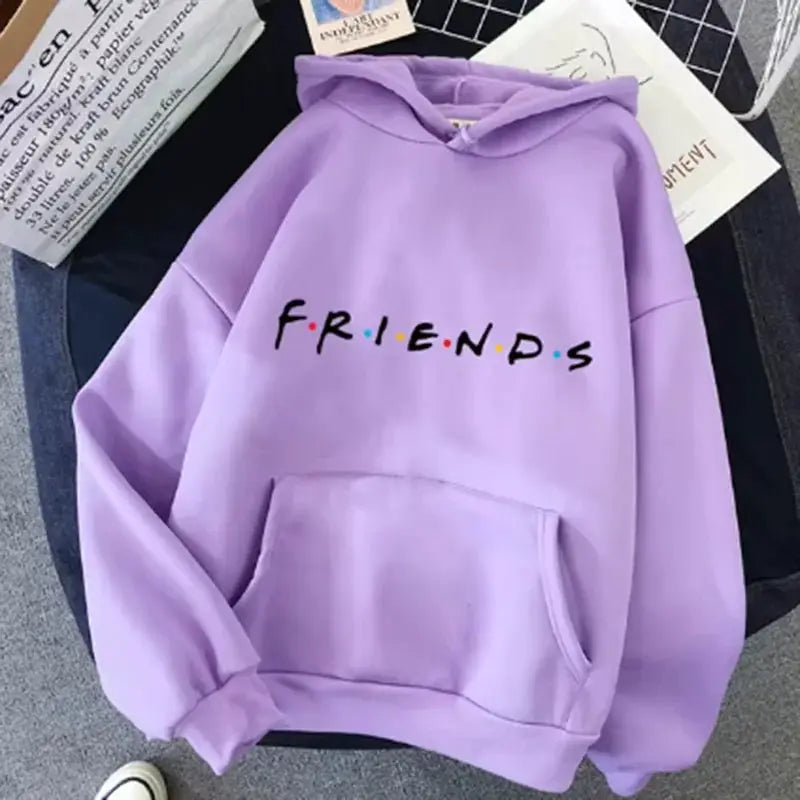 Friends Print Hoodie Women Long Sleeve Casual Loose Fit Warmth For Spring And Autumn Streetwear