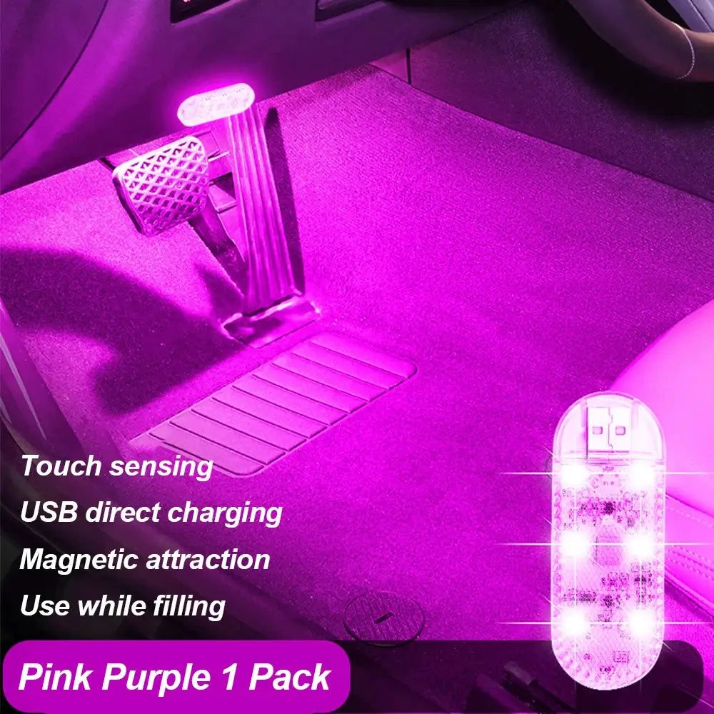 LED Car Mini Touch Light USB Charging Portable Interior Lamp For Roof Ceiling Reading Night Ambient Light