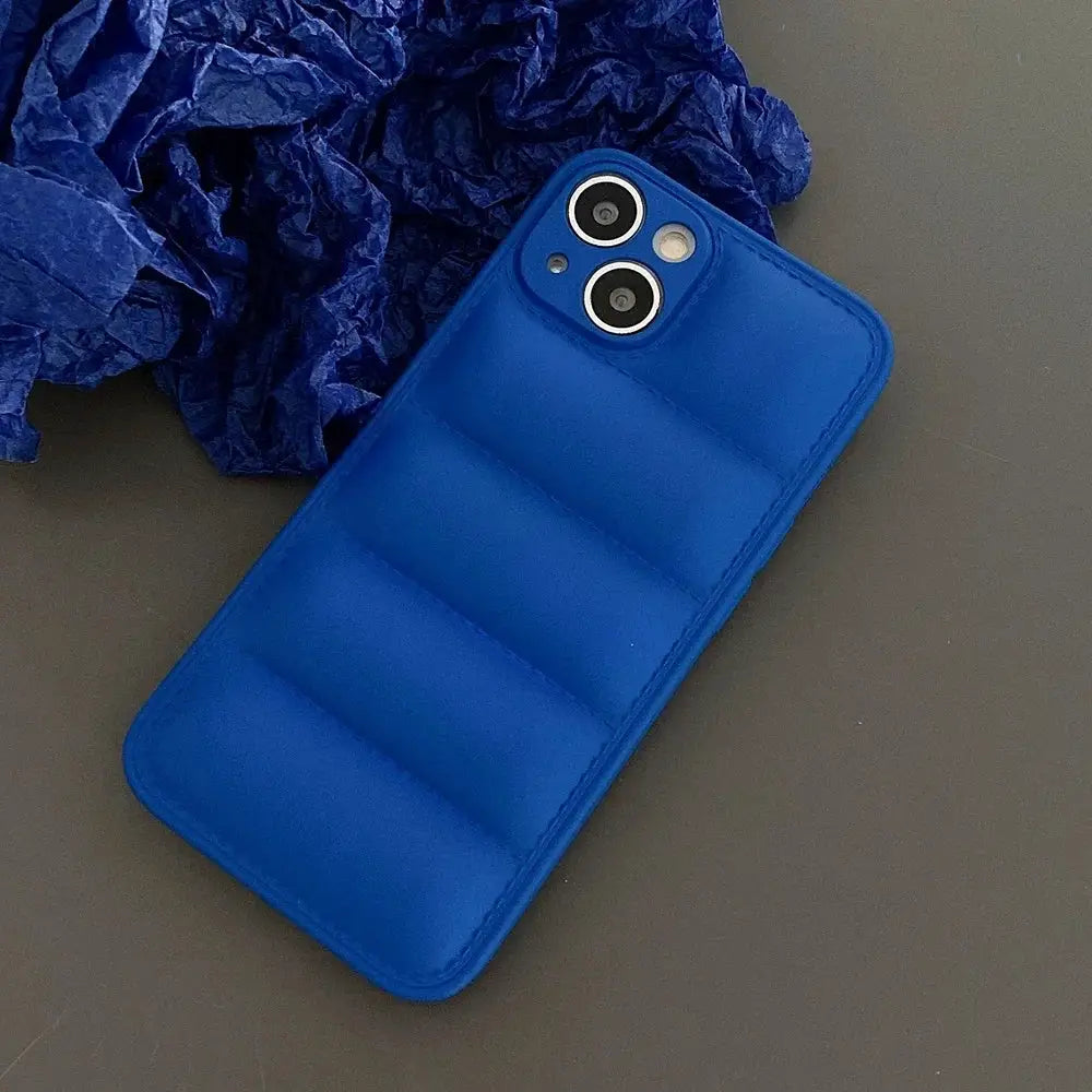 AuroraCase Colorful Down Jacket Pattern Silicone Phone Case For iPhone 16 To 11 Pro Max Plus Shockproof Camera Guard