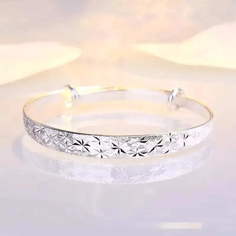 Bangle 925 sterling silver gypsophila star pattern by Simples Market for women.