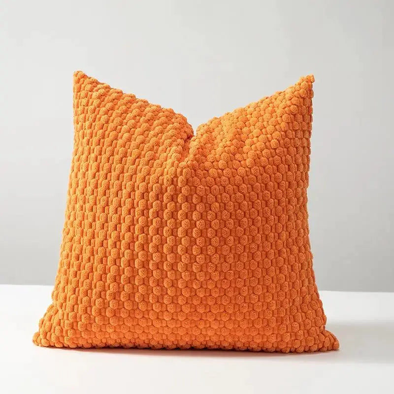 Simples Market orange velvet cushion cover with a plush textured double-sided design for sofa, backrest or bedside.
